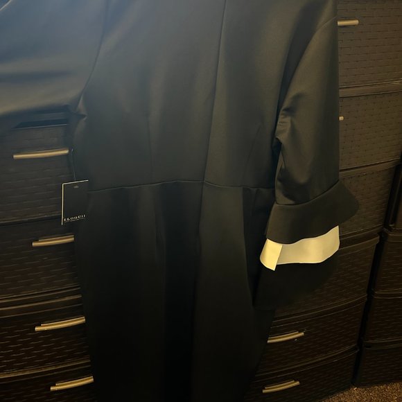 Black Dress with White Trimming on sleeves - Picture 2 of 2